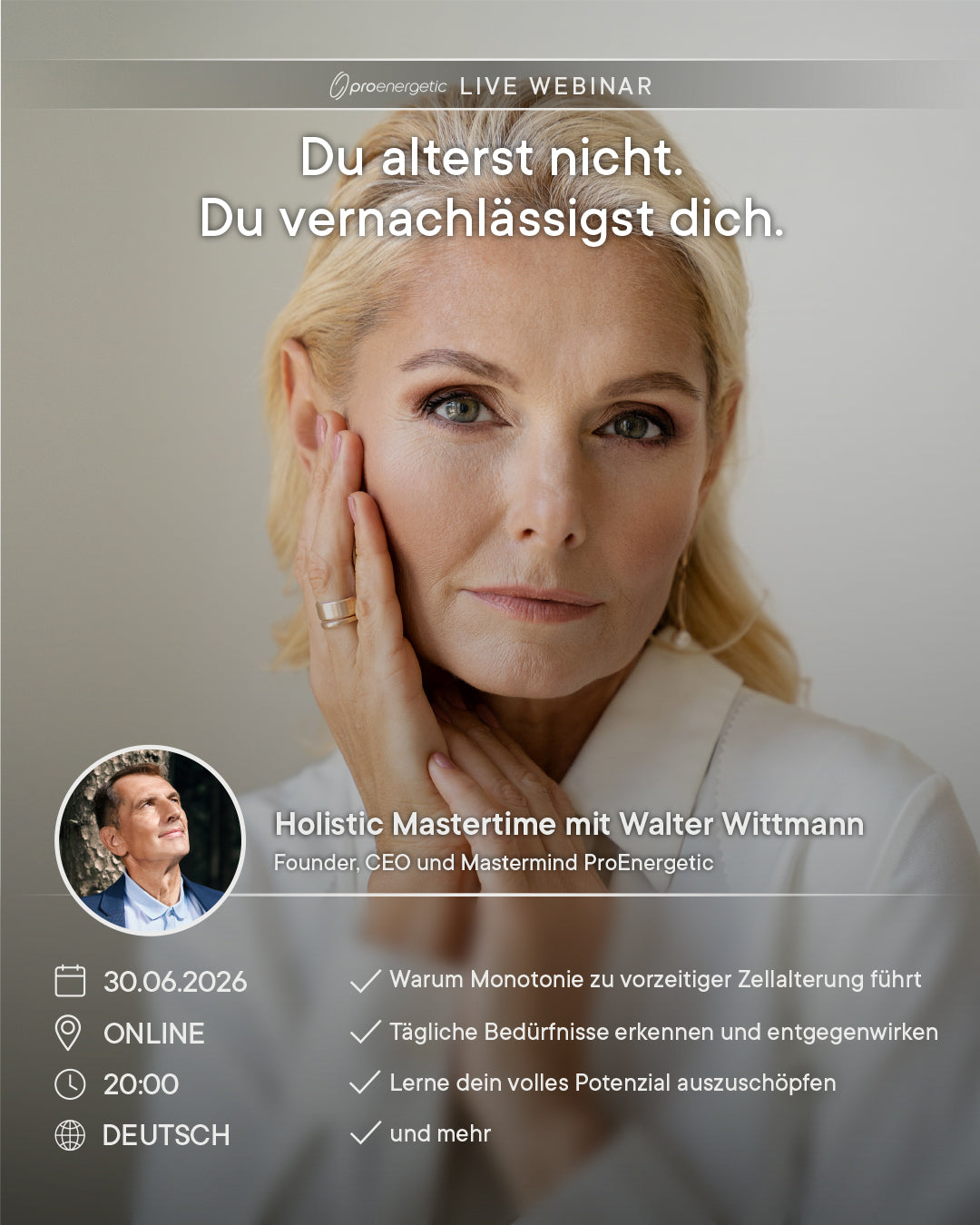 Du alterst nicht. Du vernachlässigst dich