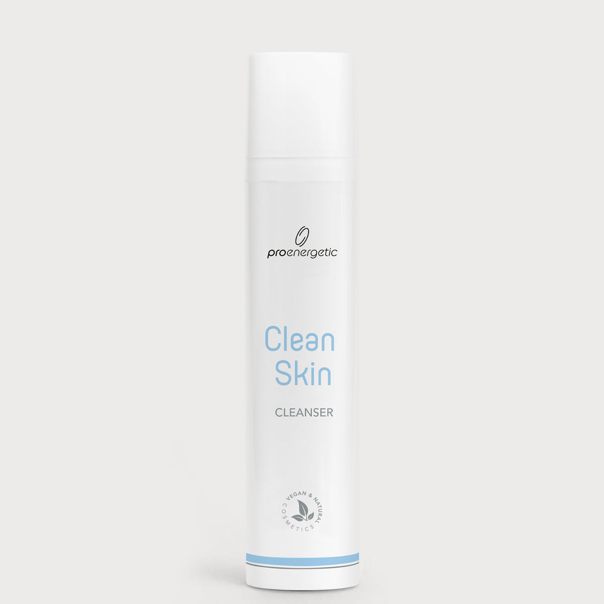 Weiße Pumptube „Clean Skin Cleanser“ von ProEnergetic vor hellem Hintergrund – minimalistisches Produktfoto eines Gesichtsreinigers aus der Beauty-Kategorie.