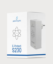Weiße ProEnergetic E-Protect S230 Produktverpackung mit blauem Logo, Atom-Symbol und Produktname E-Protect S230 sichtbar