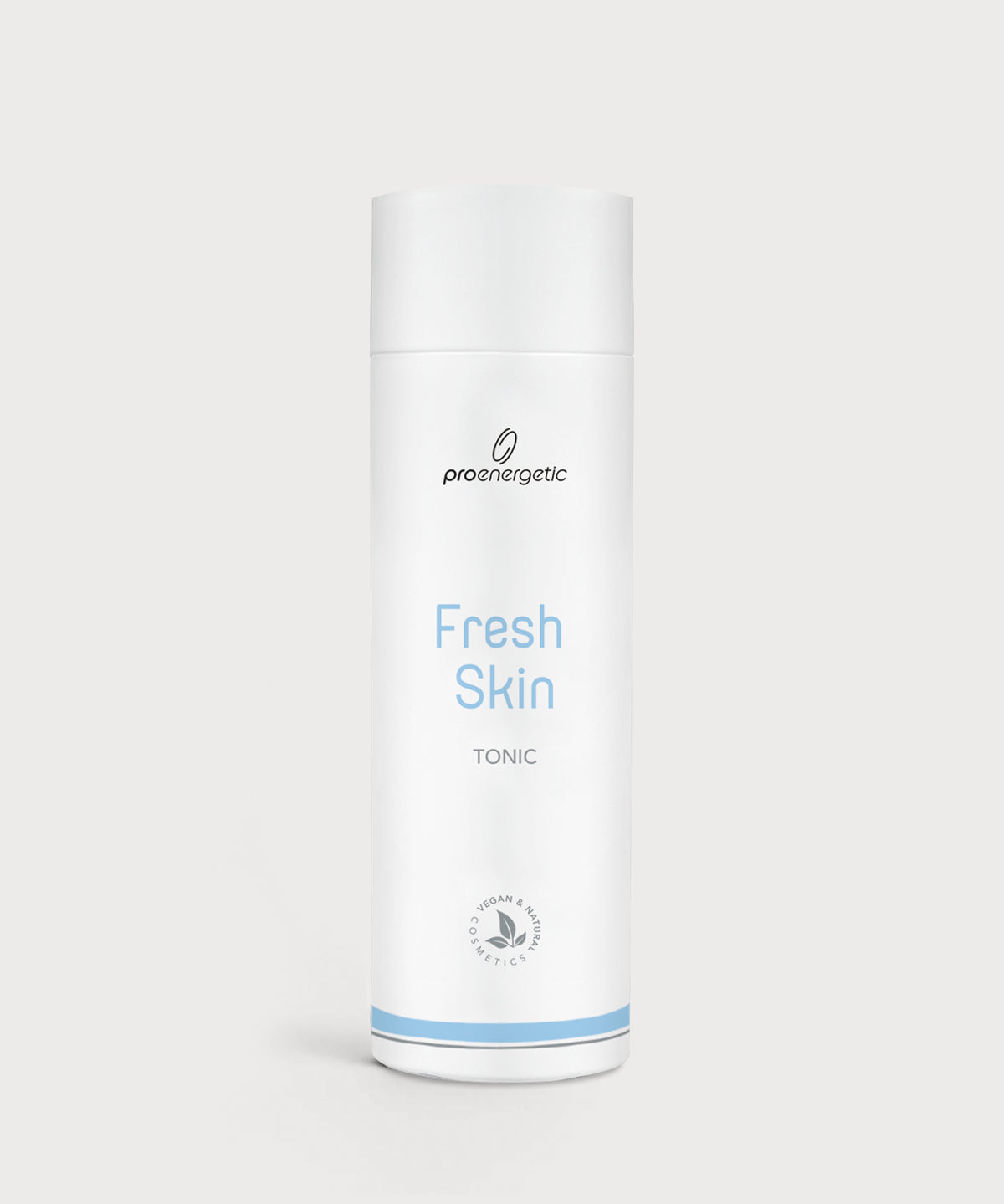 Fresh Skin Tonic von proenergetic in weißer Pumpflasche mit hellblauer Beschriftung auf neutralem Hintergrund.