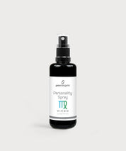 Schwarze Glasflasche Personality Spray Jungfrau von ProEnergetic mit Pumpsprühkopf und weißem Etikett.