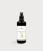 Schwarze Glasflasche Personality Spray Krebs von ProEnergetic mit Pumpsprühkopf und weißem Etikett.