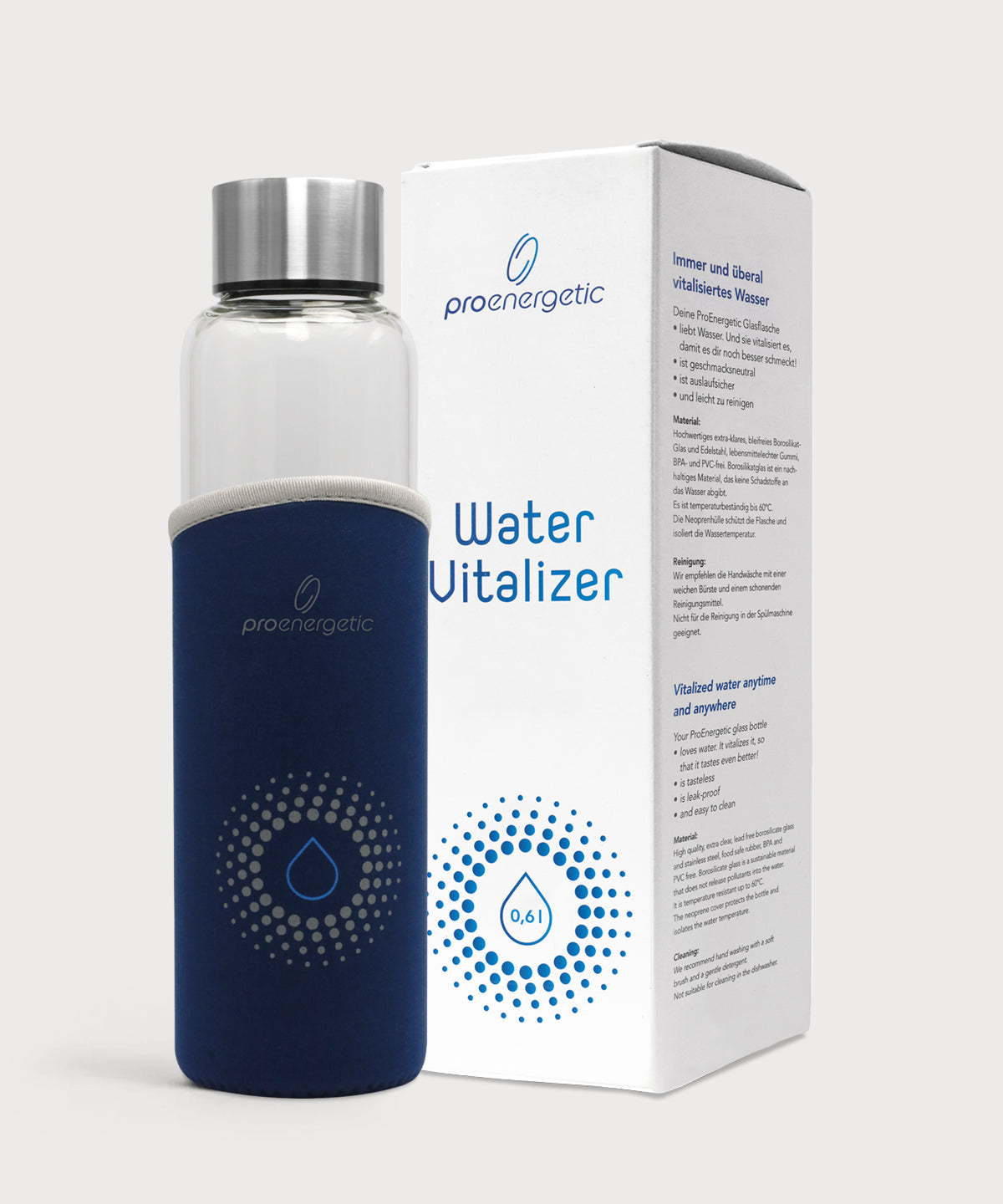 Water Vitalizer Borosilikat Trinkflasche 600 ml