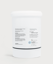 Rückseite des YinYang Mask Behälters mit Produktinformationen und 500 g Angabe.